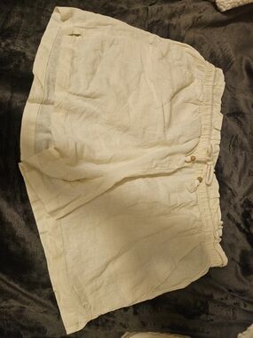 Hang Ten Cream High-Waist Linen Blend Shorts
